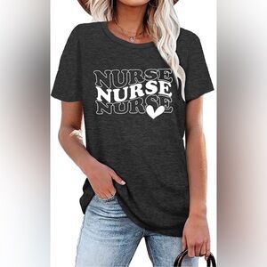 Women's Charcoal Gray Graphic Nurse Tee
